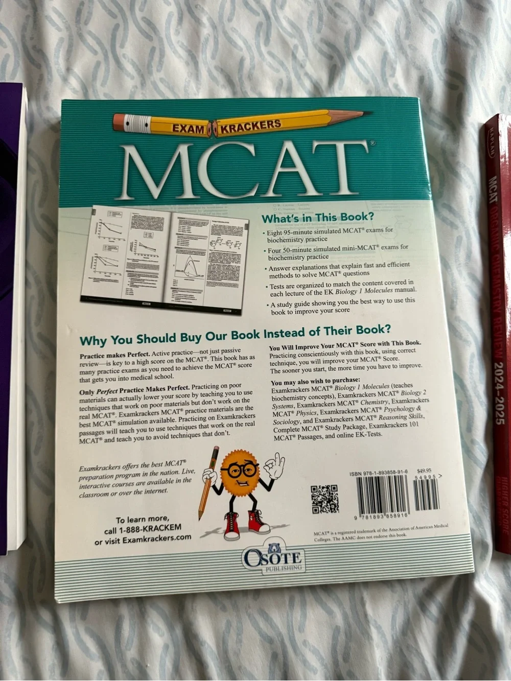 NEW MCAT Prep Book Bundle Kaplan & Examkrackers – 3 Books